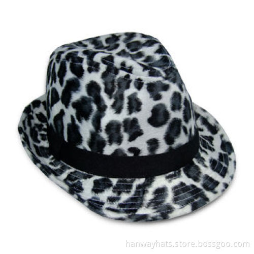 Black and White Leopard Fedora Hat for Women, Various Sizes, Designs and Colors are Available
